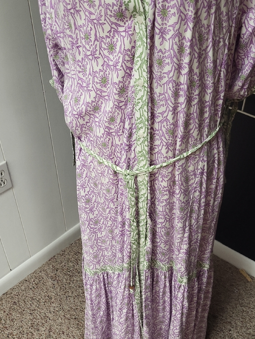 Wild Lavender Fields Floral Maxi Dress, By Cactus and PEARL, SIZE L - Picture 9 of 9